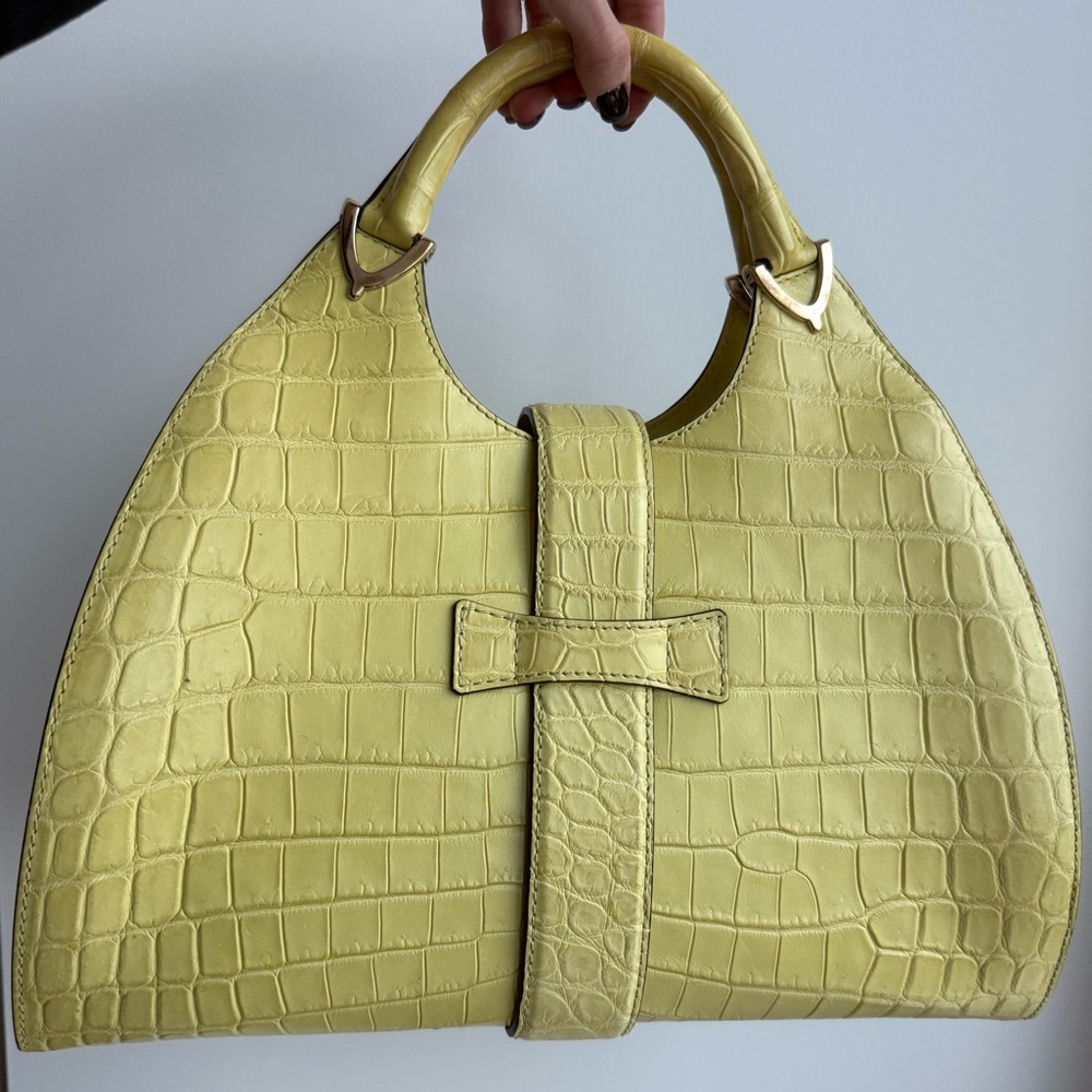 Yellow EXOTIC Croc GUCCI bag  Top-Handle Tote - Women Bags - Picture 2 of 7